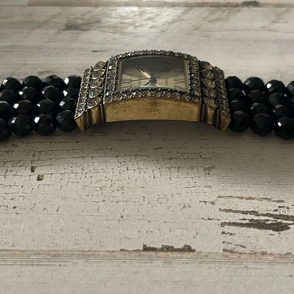 Sparkling Heidi Daus Black Beaded Crystal Watch.